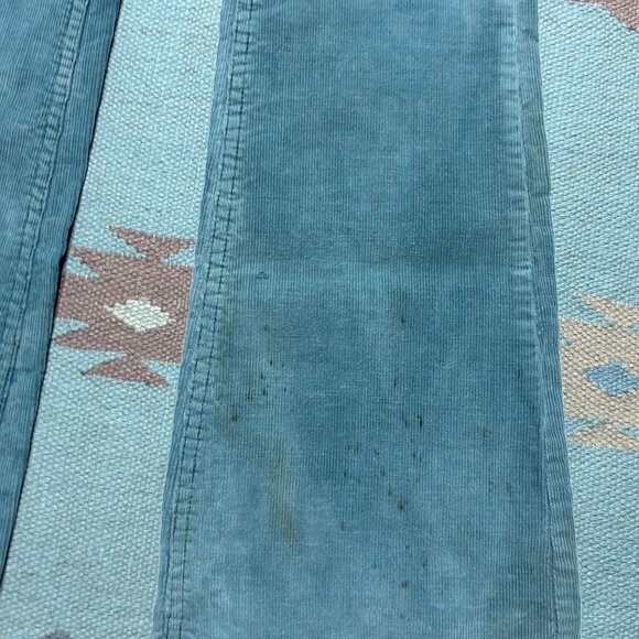 Vintage 70s corduroy bell bottom pants Lee faded turquoise distressed 25x31 - Picture 3 of 15